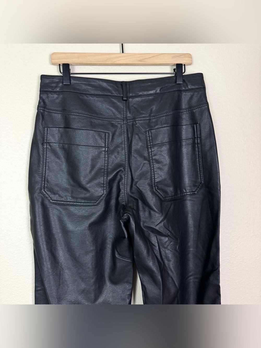 NWT Anthropologie Pilcro Rylan Faux Leather Flare Wide Leg Pants Black Size 31 - Picture 9 of 11